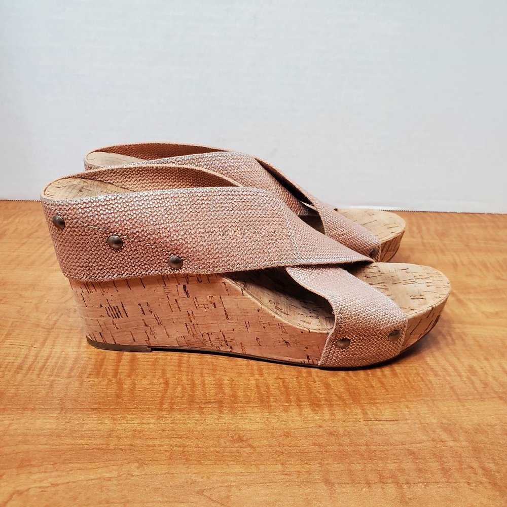 LUCKY BRAND Miller 2' Sandal WEDGES size 8.5 beige